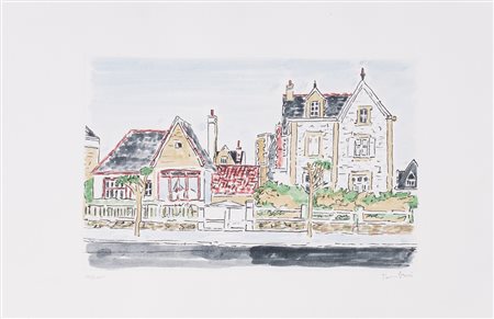 ORFEO TAMBURI (1910-1994)Periferia parigina Acquaforte colorata a manoLastra...