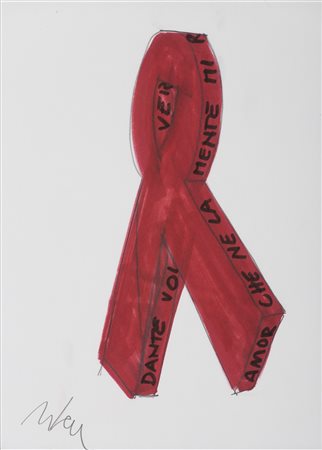 MARCO LODOLA (1955)Dante Tecnica mista e grafite su cartaCm 33x24Firma al...