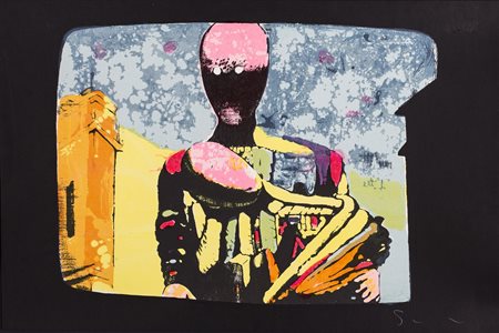 MARIO SCHIFANO (1934-1998)Omaggio a De Chirico, il pittore e l'architetto,...