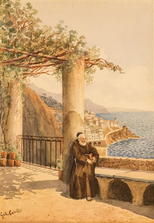 GABRIELE CARELLI (1820-1900)Senza Titolo Acquerello su cartaCm 28x20Firma al...