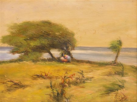 LUIGI GIOLI (1854-1947)Senza Titolo Olio su tavolaCm 13x18Firma al fronte