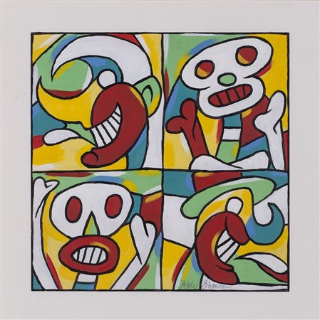 PABLO ECHAURREN (1951)Senza Titolo Tempera su cartoncinoCm 33x33Firma al fronte