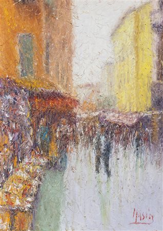 ROBERTO MASIA (1958)Mercato Veneziano Olio su telaCm 70x50Firma al...