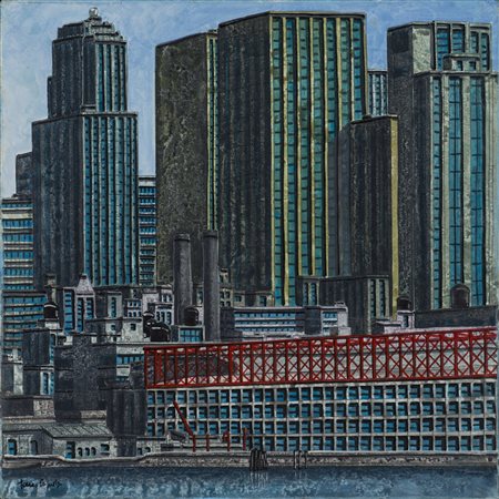 TONINO CAPUTO (1933)Darsene Olio su telaCm 40x40Firma al fronteFirma e titolo...