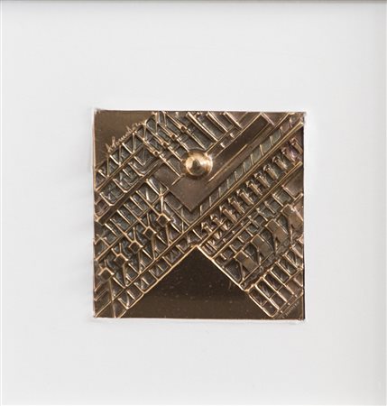 ARNALDO POMODORO (1926)Senza Titolo Bassorilievo in bronzoCm 4,5x4,5Frima...