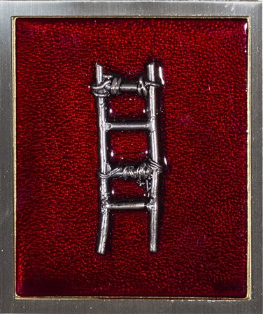 EMILIO SCANAVINO (1922-1986)La scala Fusione in metallo argentato su fondo...