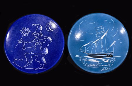 ELISEO SALINO (1919-1999)Lotto Unico di due piatti Senza TitoloPiatto in...