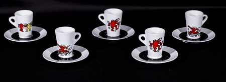 KEITH HARING (1958-1990)Senza Titolo Set composto da 5 tazzine da...
