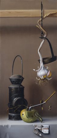 PROFERIO GROSSI (1923-2000)Senza Titolo, 1964 Olio su tavolaCm 57,5x25Firma e...