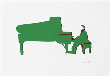MARCO LODOLA (1955)Pianista Serigrafia polimaterica su carta fatta a mano con...