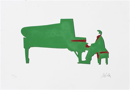 MARCO LODOLA (1955)Pianista Serigrafia polimaterica su carta fatta a mano con...