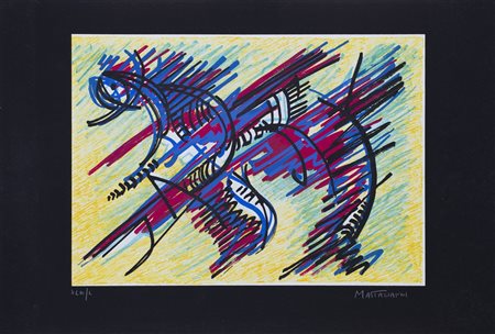 UMBERTO MASTROIANNI (1910-1998)Movimento su fondo giallo SerigrafiaCm...