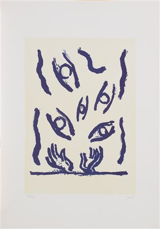 VIRGILIO GUIDI (1891-1984)Occhi nello spazio LitografiaCm 50x35Firma a matita...