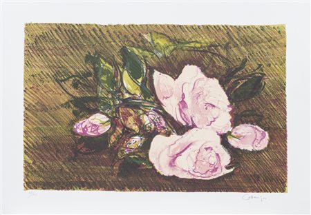 GIANCARLO CAZZANIGA (1930-2013)Rose LitografiaCm 35x50Firma a matita in basso...