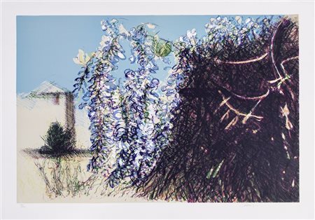 GIANCARLO CAZZANIGA (1930-2013)Glicine LitografiaCm 50x70Firma a matita in...