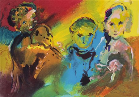 ERNESTO TRECCANI (1920-2009)La famiglia del Musicante SerigrafiaCm 50x70Firma...