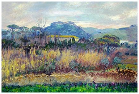 GIO BATTA LEPORI Livorno 1911 – Livorno 2002 Grigio a Monte Rotondo Olio su...