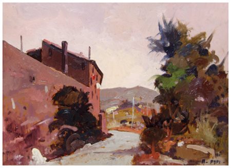 ALFONSO PAPI Castellina Marittima 1931 Senza titolo Olio su faesite 34,5 x...