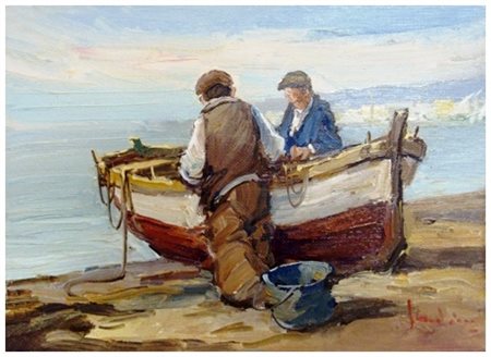 ERNESTO SCUDIERO Napoli 1938 Senza titolo Olio su cartone telato 15 x 20....