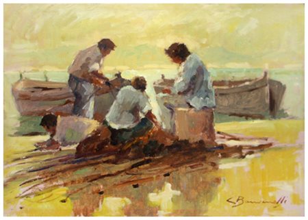 CESARE BANDINELLI Isola d'Elba 1867 – Isola d'Elba 1944 Senza titolo Olio su...