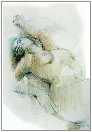 ADEMARO BARDELLI Firenze 1934 Nudo sdraiato T.m. su cartoncino 65,5 x 46,8....