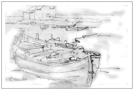 GUGLIELMO MICHELI Livorno 1866 – Livorno 1926 Senza titolo (Barcone –Studio)...