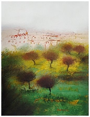 MANLIO BACOSI Perugia 1921 – Perugia 1998 Paese d'Estate 1971 Olio su cartone...