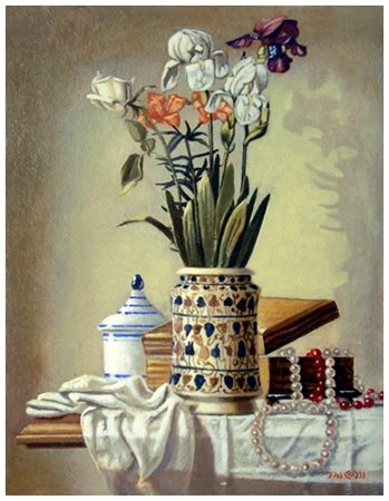 WALTER FALCONI Bengasi (Libia) 1935 Composizione Olio su tavola 24 x 18....