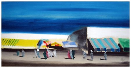 SALVATORE MAGAZZINI Pistoia 1955 Tunisi Olio su tavola 25 x 50. Firma in b. a...