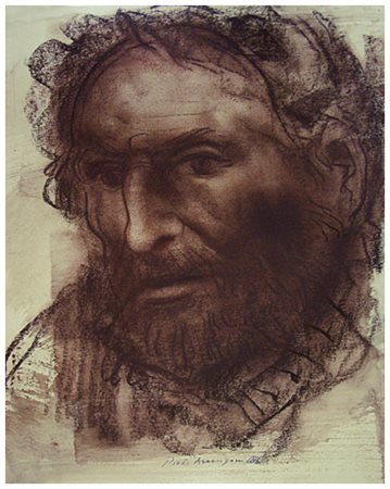 PIETRO ANNIGONI Milano 1910 – Firenze 1988 Testa virile 1982 Sanguigna su...