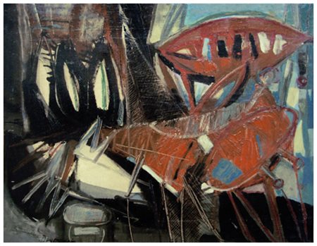 GIUSEPPE DE GREGORIO Spoleto 1920 – Spoleto 2007 Senza titolo Olio su tela 54...