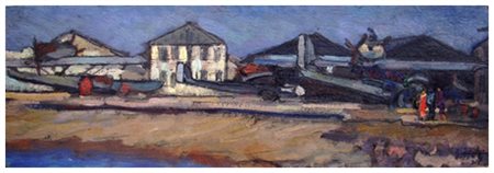 GIUSEPPE VIVIANI Agnano Pisano 1898 – Pisa 1965 Aeroporto 1926 Olio su...