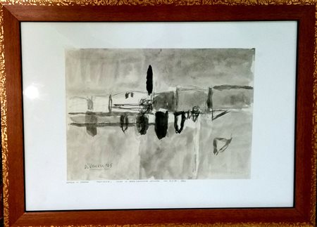 Giorgio Di Venere "Porticciolo" cm 35x50 Disegno a china su carta patinata