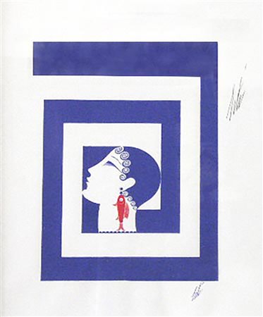 Roman De Tirtoff detto Erté "Bleu et rouge" 1967 - Serigrafia - Serigrafia 50...