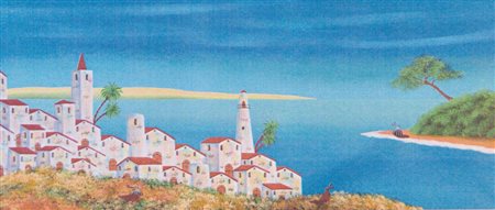 Paolo Da Norcia "Marina" olio su tela 60x140 autentica dell'artista su foto