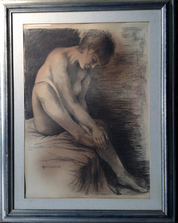 Sindaco "Intimità" pastello e carboncino su carta cm 70x50