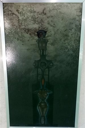 Antono Cannata "Costruzione surreale" olio su tavola 70x40