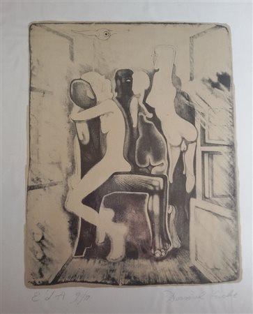 Daniel Fuchs "Il corno del rinoceronte" - Litografia - Es. 9/10 - cm 29x23,5