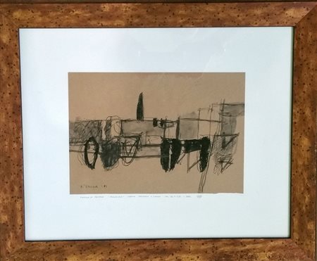 Giorgio Di Venere "Paesaggio" cm 40x50 Penna e tempera a guazzo su carta