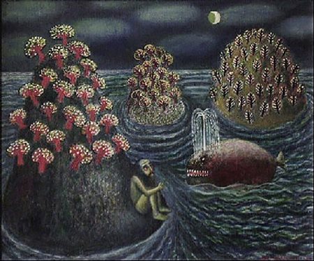 Tamas Galambos "Gionata" 1968 - Olio su tela - cm 50x60 - Firma in basso a dx...