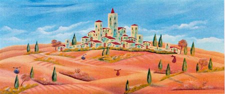 Paolo Da Norcia "Paesaggio Toscano" olio su tela 60x140 autentica...