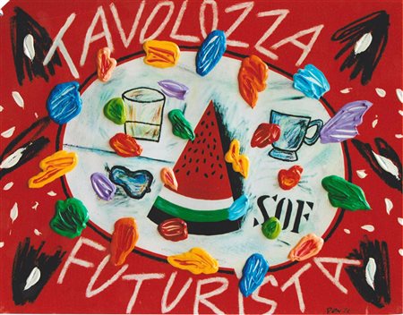 Bruno Donelli "Tavolozza Futurista" - T.m. su tela cm 40x50 - Autentica...