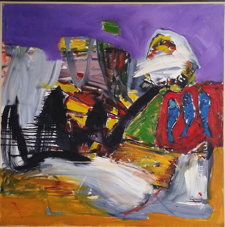 Gheorghe Tirla "figura" - Olio su tela cm 100x100 - Opera pubblicata a colori...