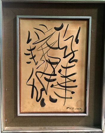 Giulio Turcato "s.tit." -China acquerellata su carta intelata - cm 50x35 -...