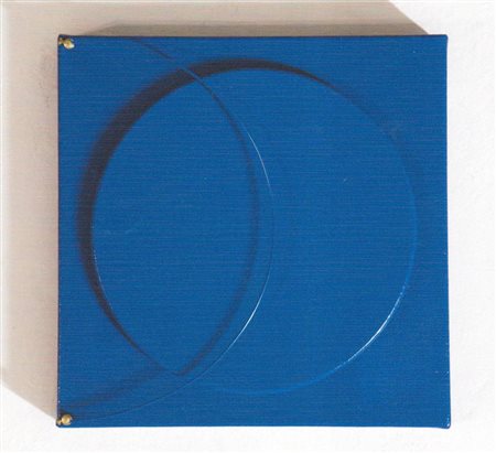 Bruno Bani "Composizione celeste" T.m e applicazioni su tela cm...