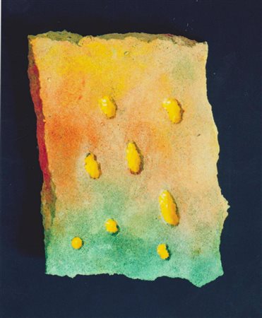 Renzo Nucara,"spugna Trattata e dipinta ,cm 24x19 Autentica dell'artista su...