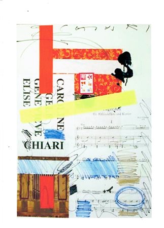 Giuseppe Chiari"Composizione" Tm e collage su tela cm 70x50, autentica...