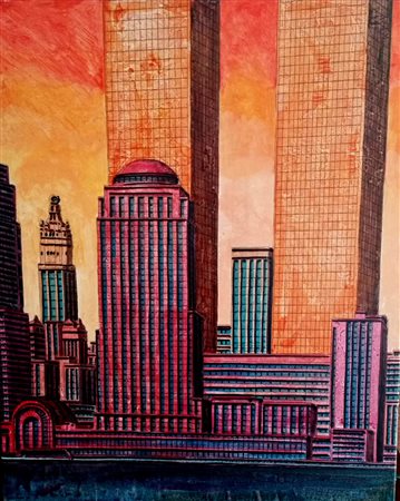 Tonino Caputo "Le due torri" - Olio su tela - cm 50x40 - Firma in basso a dx...