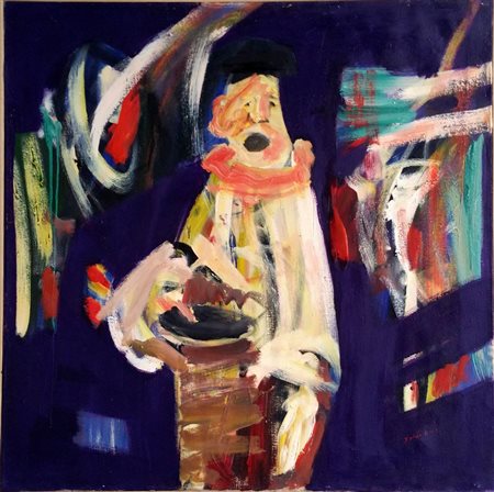 Gheorghe Tirla "Figura" - Olio su tela cm 100x100 - Opera pubblicata a colori...