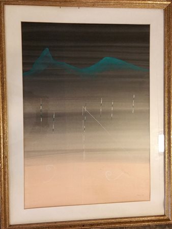 Valentino Vago "Composizione" 1983 - Tempera su carta cm 70 x 50 -...